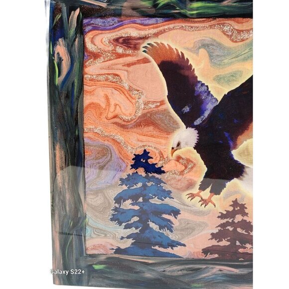 Eagle Wall Art or Large trivet tile With Abstract Background Handmade Resin top - Picture 12 of 13